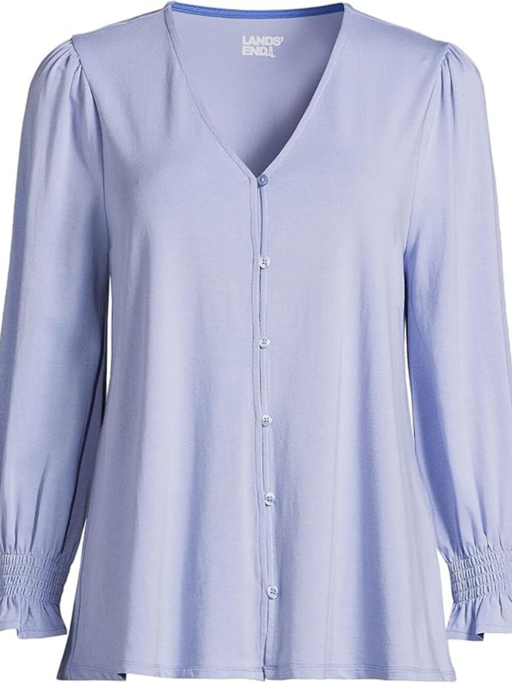 Like New - 3/4 Sleeve, Lightweight Jersey, Button Front Top, Sz XSP, Blue